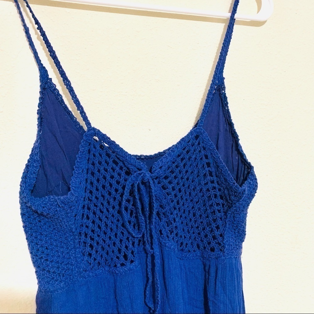 RARE UMGEE blue crochet hobo dress women’s size L lagenlook beach resort retro - Picture 7 of 9